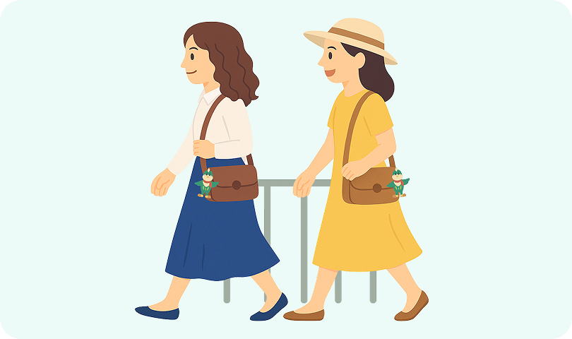 無人駅の改札をそのまま通ってホームへ入場する様子