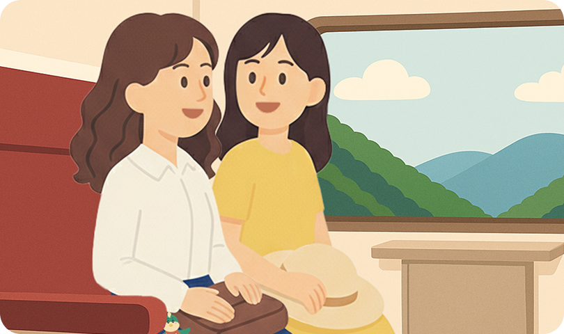 無人駅のホームから到着した列車に乗り込む様子